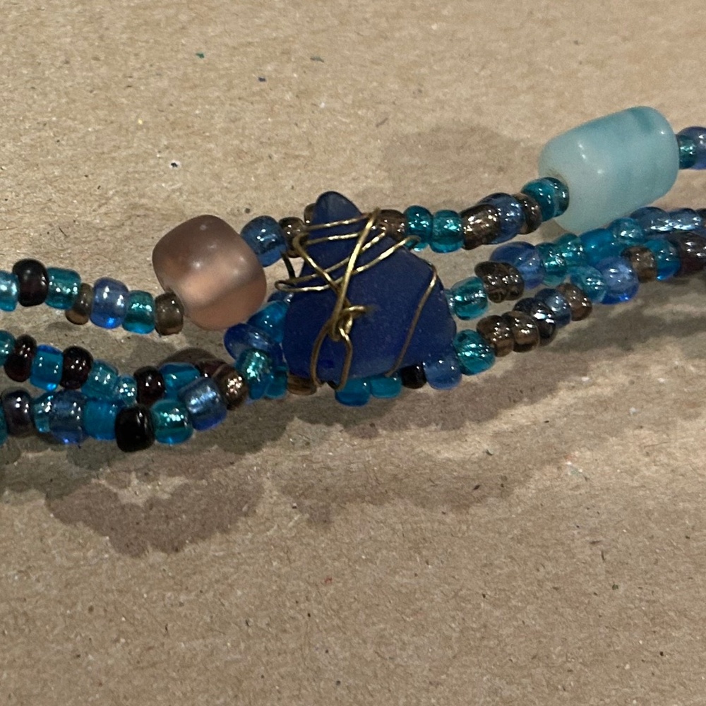 Beaded sea glass bracelet